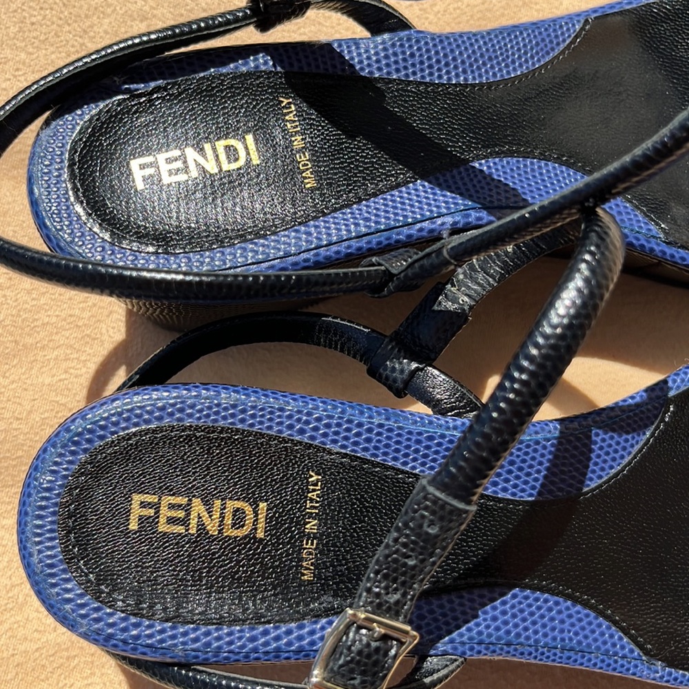 Authentic Fendi Blue Leather Platform Wedge - Picture 13 of 16